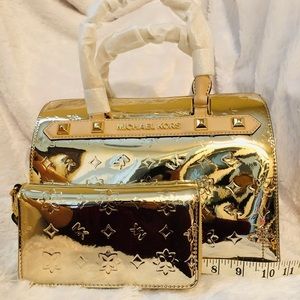 Metallic bag with wallet, brand new Michael Kors.
